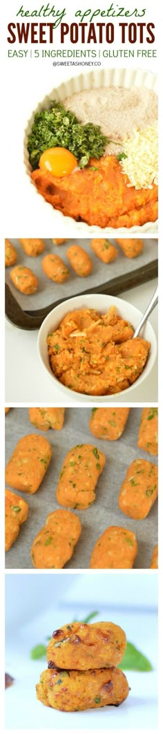 Sweet potato tots Healthy Lunchbox Snacks, Sweet Potato Tots, Potato Tots, Easy Sweet Potato, Zucchini Bake, Healthy Party Food, Quinoa Casserole, Toddler Food Ideas, Peanut Butter Banana Muffins