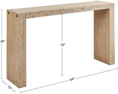 a wooden bench is shown with measurements for the height and width to fit into it