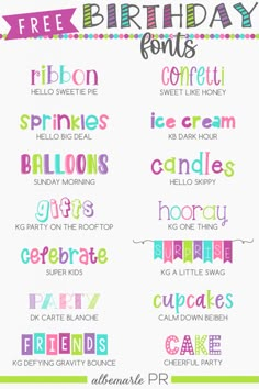 birthday font and numbers for kids to use in the classroom or at home, with free printables