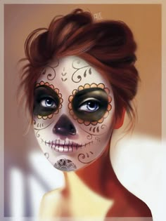 Dia de muertos #catrina #diademuertos #art día de los muertos Skull Makeup Ideas, Sugar Skull Face Paint, Skull Face Paint, Halloweenský Makeup, Halloween Make-up Looks, Sugar Skull Face, Dead Makeup, Den Mrtvých, Sugar Skull Halloween