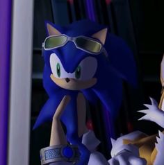 sonic the hedgehog and his friend tails are standing next to each other