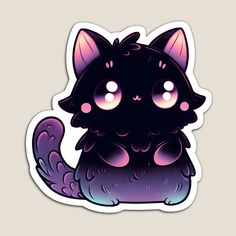 a black cat with glowing eyes sitting down