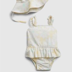 2 Pc Swimset One Piece And Hat Size :18-24 Months New With Tags Sky E, Toddler Swimsuits, Baby Swimsuit, Pink One Piece, Baby Swimming, Luxury Baby, Swim Sets, Swim Wear