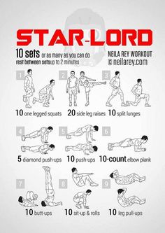 a poster showing how to do the star - lord workout for beginners and runners