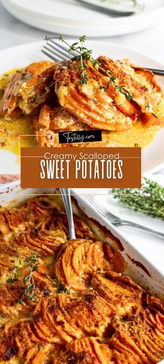 sweet potato casserole with rosemary on top