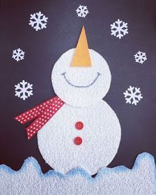 a snowman made out of felt on a black background