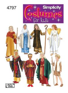 S9454 Biblical Costumes, Nativity Costumes, Christmas Pageant, Girls Costumes, Costume Sewing Patterns, Angel Costume, Christmas Play, Christmas Nativity Scene, Costume Patterns