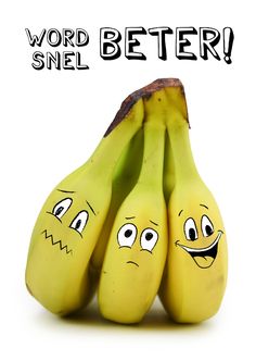 three bananas with faces drawn on them and the words word better written above them in black