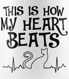 this is how my heart beats coffee mug with cat and heartbeat on the front side