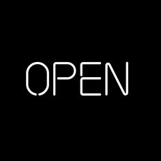 the word open written in white on a black background