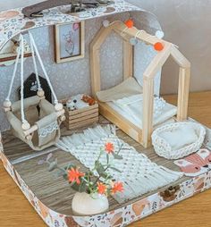 a doll house with furniture and accessories in it