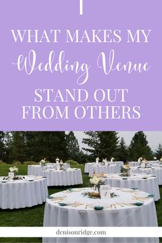 a table set up for a wedding with the words what makes my wedding venue stand out from