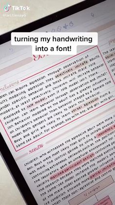 someone is typing on their tablet with the caption'turning my handwriting into a font '