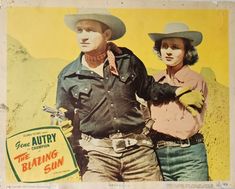 an old western movie poster with two people