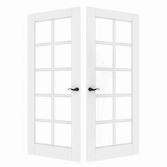 two open white doors on a white background