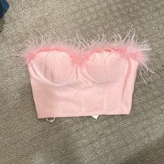 Brand New With Tags Bought From Revolve Beautiful Pink Color Size M True To Size Lace Bustier Top, Leather Bustier, Top Corset, Feather Trim, Free People Clothing, Pink Feathers, Pink Crop Top, Fashion Inspiration Design, Bustier Top