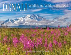 the cover of denali wildlife and wildernesss 2013 calendar, featuring wildflowers