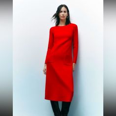 New With Tags. Love It, Just Did Not Have A Chance To Wear It! Red Stretch Midi Dress For Winter, Elegant Red Sweater Dress For Fall, Red Winter Workwear Dresses, Red Midi Dress For Work In Fall, Chic Red Long Sleeve Sweater Dress, Red Sweater Dress For Spring Party, Chic Red Stretch Midi Dress, Chic Red Winter Dress, Casual Red Midi Dress For Fall