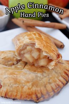 apple cinnamon hand pies on a white plate