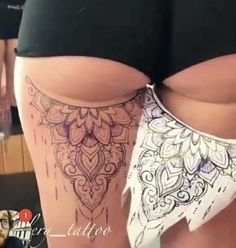 Tattoo Crane, Bum Tattoo, Hip Thigh Tattoos, Muster Tattoos, Hip Tattoos Women, Leg Tattoos Women, Men Tattoos, Leg Sleeve Tattoo, Dope Tattoos For Women