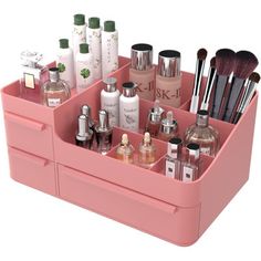 This large vanity organizer can store eyeshadows, concealers, powders, nail polish, lotions, perfumes, brushes etc. and can also store daily office supplies, small life items, etc. Give everything a fixed position will also help you to find them easily. Give the gift of serenity to someone's life. A clutter-free environment is one of the best gifts you can give yourself or someone you love. Rebrilliant | Rebrilliant Makeup Organizer w / Drawers, Countertop Organizer For Vanity, Bathroom & Bedroo Vanity Organizer, Pink Vanity, Makeup Organization Vanity, Countertop Organizer, Cosmetic Display, Bedroom Desk, Vanity Bathroom, Vanity Organization, Pink Plastic