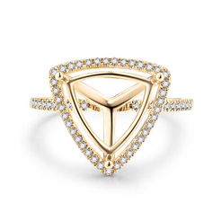 a yellow gold ring with diamonds on it