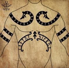 an image of a man's torso with roman numerals and arrows on it