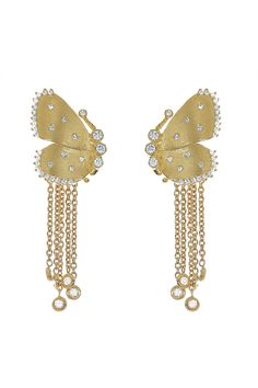 TANYA FARAH-Diamond Butterfly Half Wing Earrings-YELLOW GOLD Gold Butterfly Earrings, Butterfly Earrings Gold, Diamond Butterfly, Wing Earrings, Gold Butterfly, Butterfly Earrings, Design Inspo, Gold Diamond, Jewelry Design