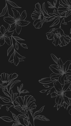 black and white flowers on a dark background