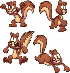 cartoon squirrels with different poses and expressions