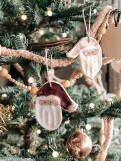 a christmas tree with ornaments hanging from it