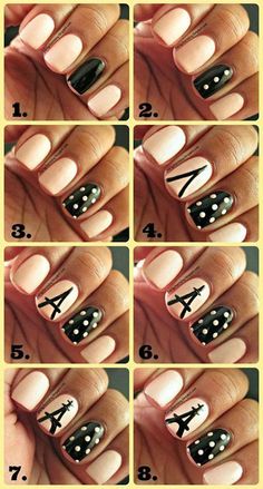 Nails Tutorials | Diy Nails | Nail Design | Nail Art Eiffel Tower Nails, Paris Nails, Cute Nail Art, Chic Nails