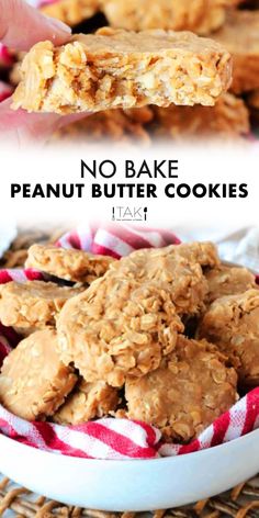 no bake peanut butter cookies in a bowl