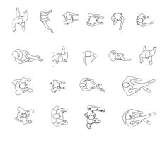 a set of various hand drawn images of people doing different things in the same manner