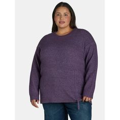 TS CINCH PULLOVER Size: 4X.  Color: Purple.  Gender: female.  Age Group: adult. Sky Clothing, Beaded Sweater, Shrug Cardigan, Plus Size Sweaters, Flutter Sleeve Top, Ribbed Tank Tops, Knitted Pullover Sweaters, Sweater Blouse, Sweater Fashion