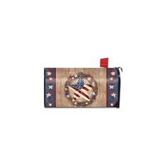 an american flag purse with red, white and blue stars on the front is shown