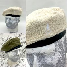 two hats are shown on top of a mannequin head