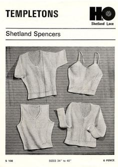 an old knitting pattern for sweaters and top