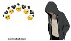 a person wearing a hoodie with emoticions in the background