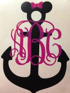 a monogrammed anchor with a minnie mouse on it