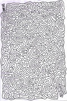 a black and white drawing of a square maze