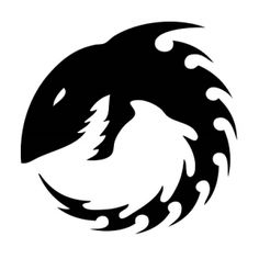 a black and white silhouette of a bird in a circle with water droplets on it