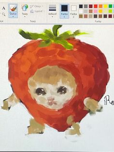 an image of a painting of a monkey in a strawberry