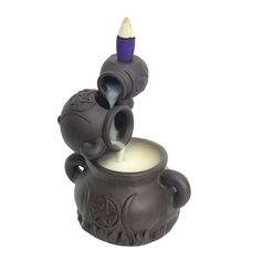 Triple Moon Pentagram Cauldron Backflow Cone Burner Mushroom Insence Burner, Mushroom Incense Cone Burner, Moon Incense Burner, Back Flow Insence Burner, Beautiful Incense Burner, Cauldron Incense Burner, Backflow Burner, Metaphysical Store, Moon Symbols