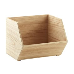 an empty wooden box on a white background