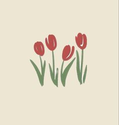 red tulips are in the middle of green grass on a white background,