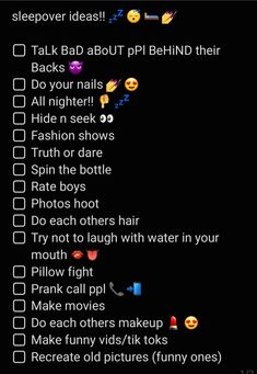 a list with different emoticions on it