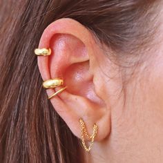 No piercing, no worries!  For an edgy, different look. Simply put your ear cuffs on (stacked or alone) and head out.  It is as simple as that.  Details * All components come in one of your choices: sterling silver rose gold vermeil, or gold vermeil (rose or gold plated over sterling silver). * Cuff thickness: 4mm. * Cuff diameter: 10mm * Comes beautifully packaged, in our branded Tiny Jewelry Box. Perfect for gift-giving, OR treat yourself!  For more designs, please browse my store here https:// Trendy Hypoallergenic Ear Climbers For Everyday, Trendy Everyday Hypoallergenic Ear Climbers, Trendy Hoop Ear Cuff For Pierced Ears, Trendy Small Hoop Single Ear Cuff, Trendy Hypoallergenic Hoop Ear Cuff, Trendy Hoop Ear Cuff With Piercing, Trendy Huggie Ear Cuff For Everyday Wear, Trendy Hypoallergenic Ear Cuff For Everyday Wear, Trendy Tarnish Resistant Ear Cuff As Gift