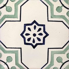 an artistic tile design with blue and green accents