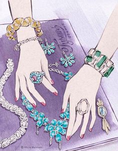 two women's hands with bracelets and rings on top of a purple book